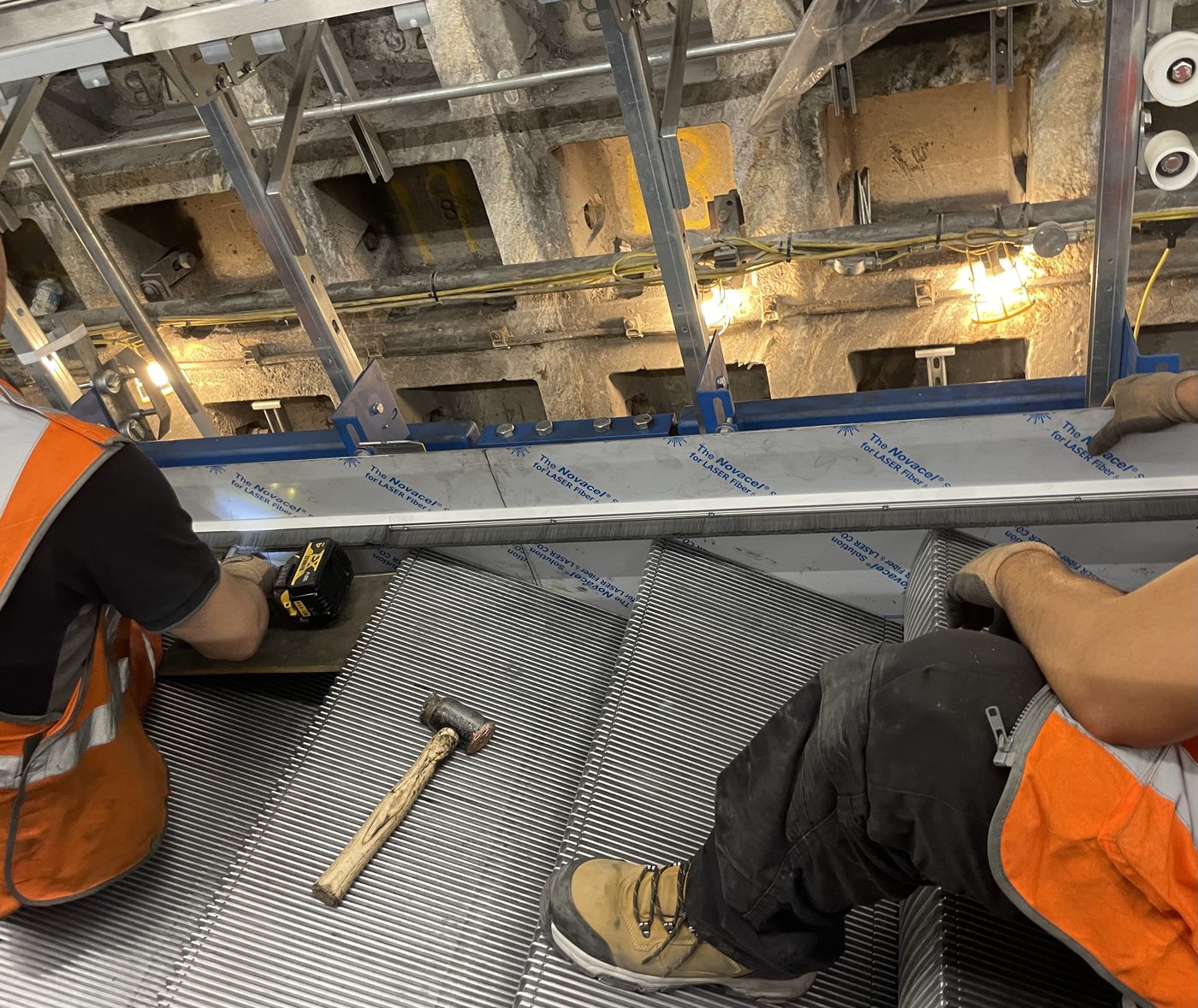 Escalator installation works on site